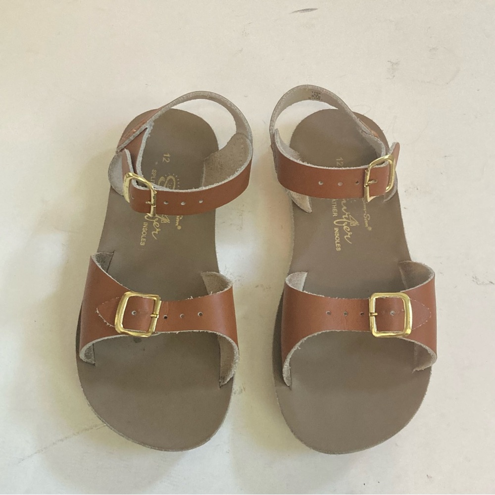 Salt Water Sandals by Hoy Shoe Surfer Water Sandal Brown Gold Summer Vacation 12